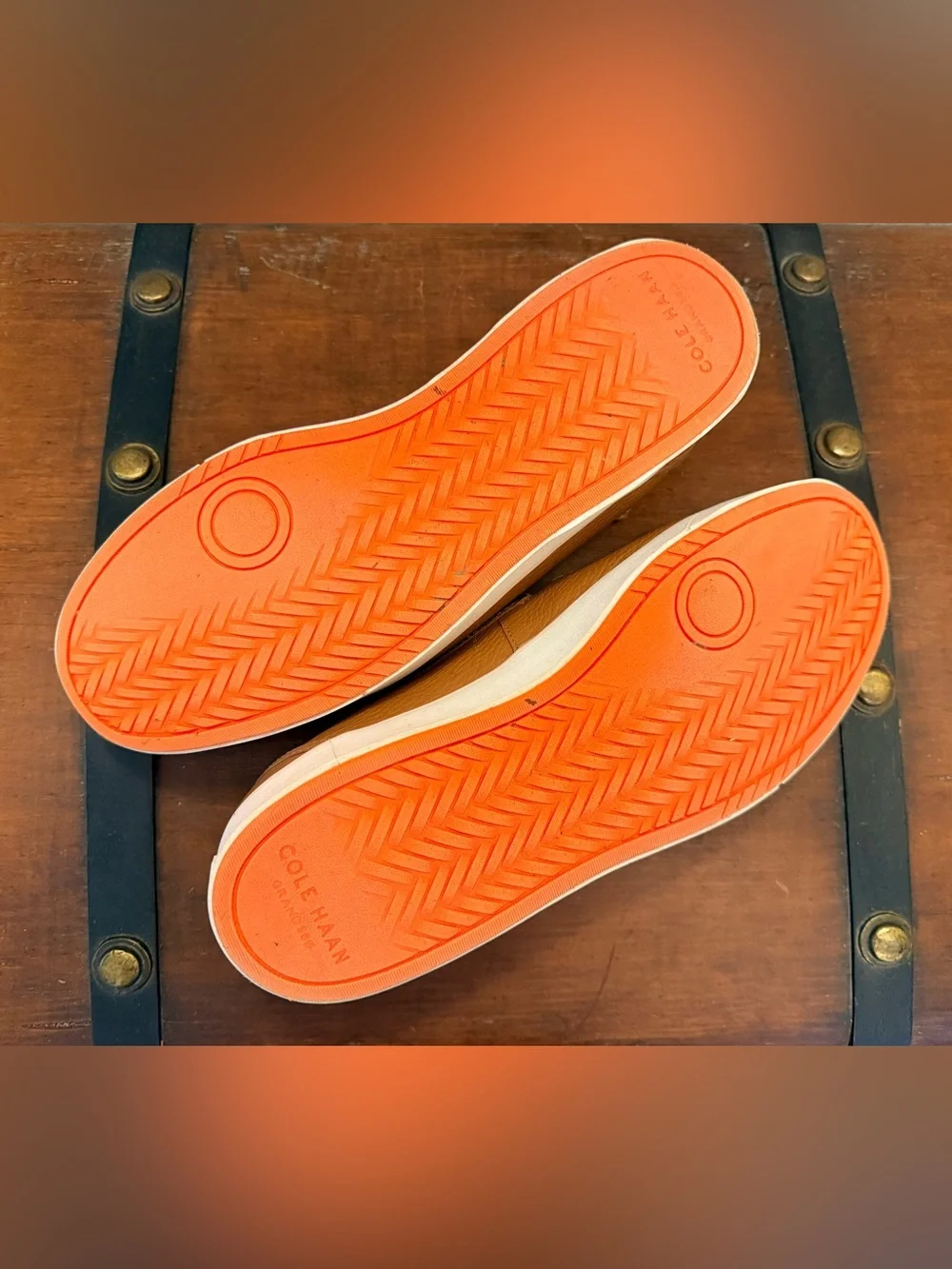 Cole Haan Tan Leather Slip-On Loafers with White Sole - Picture 4 of 5